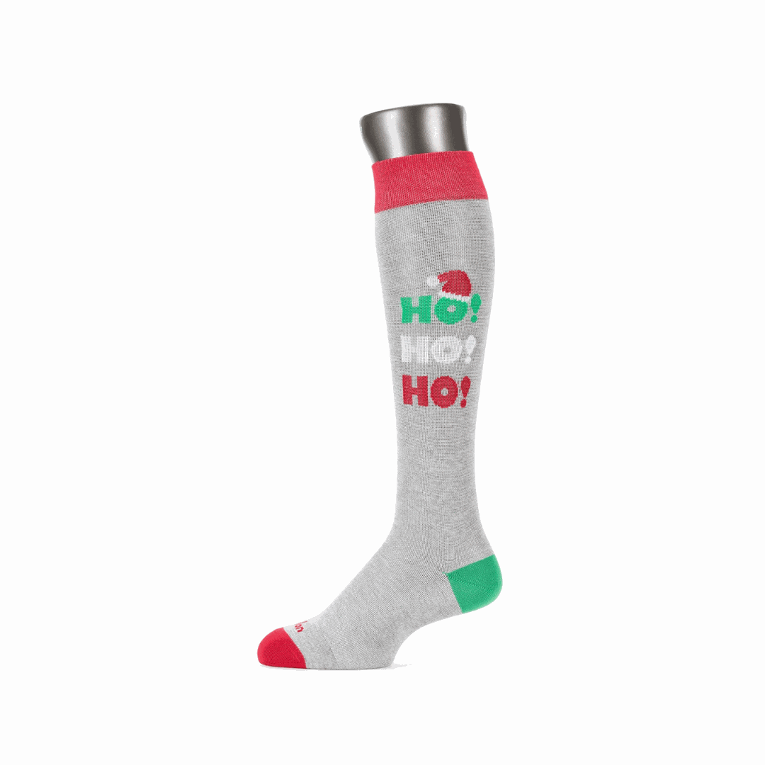 Medias de compresión navideñas, largas a la rodilla, diseño festivo, talón y puntera reforzados, tejido transpirable.