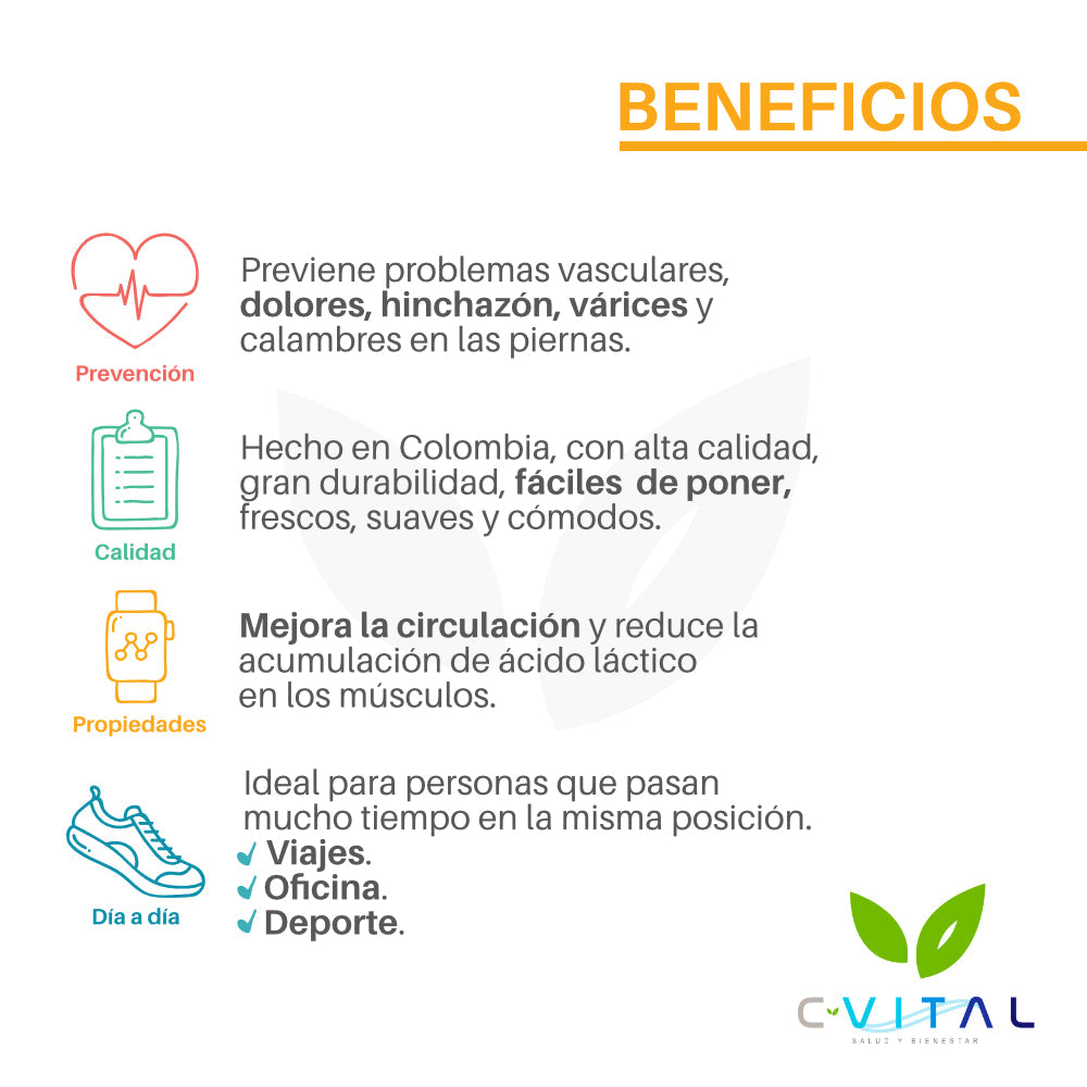 Beneficios medias de compresión graduada CVital Athlon