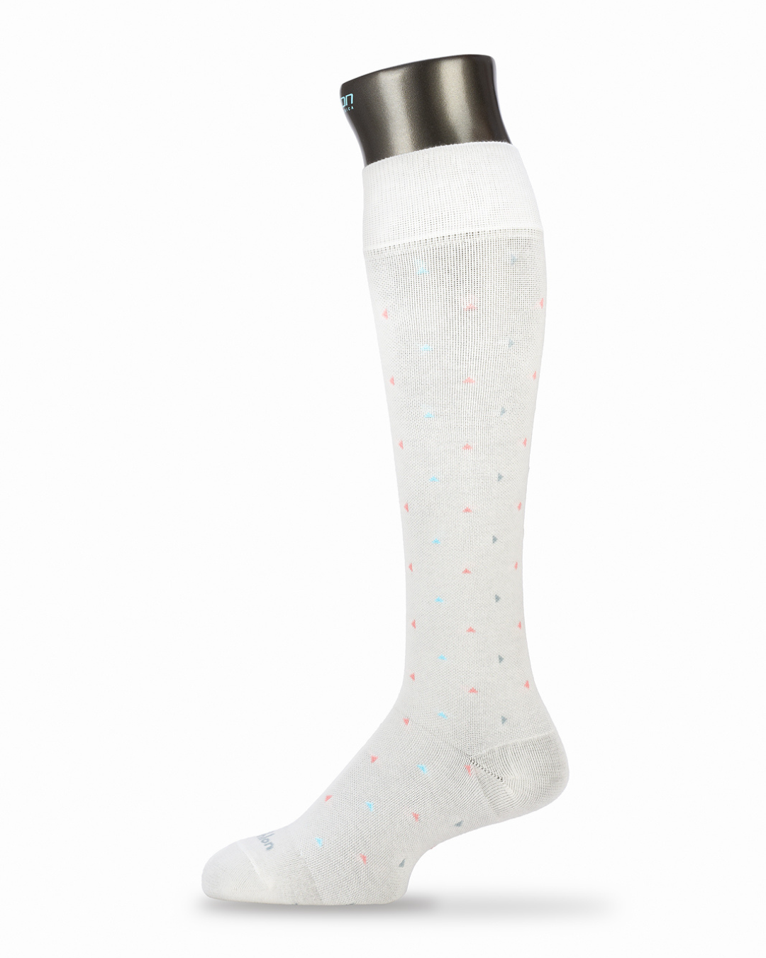 Media de compresion color perla con triangulos de colores